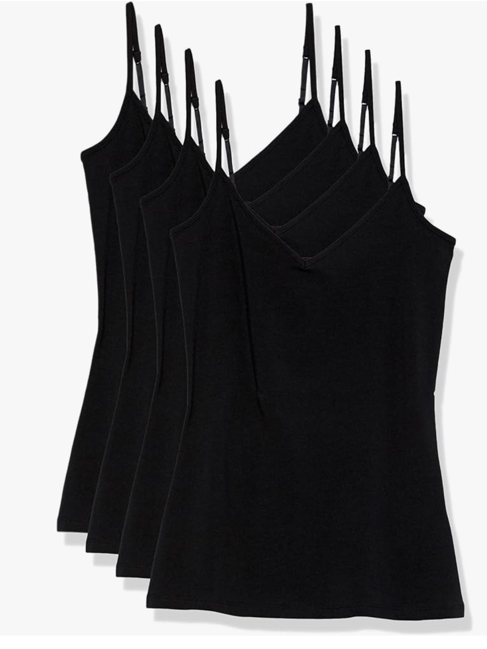 Amazon
Essentials Women's Slim-Fit V-Neck
Cami, Pack of 4. Black size XS new